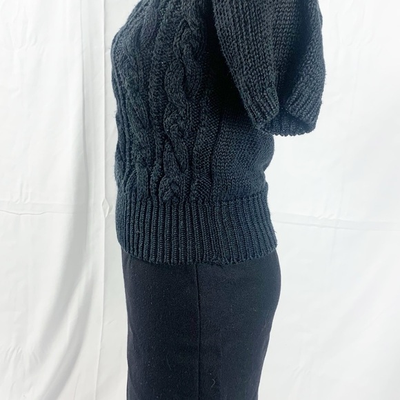Vintage Jones New York Hand-Knit Black Short Sleeve Sweater - Picture 3 of 8